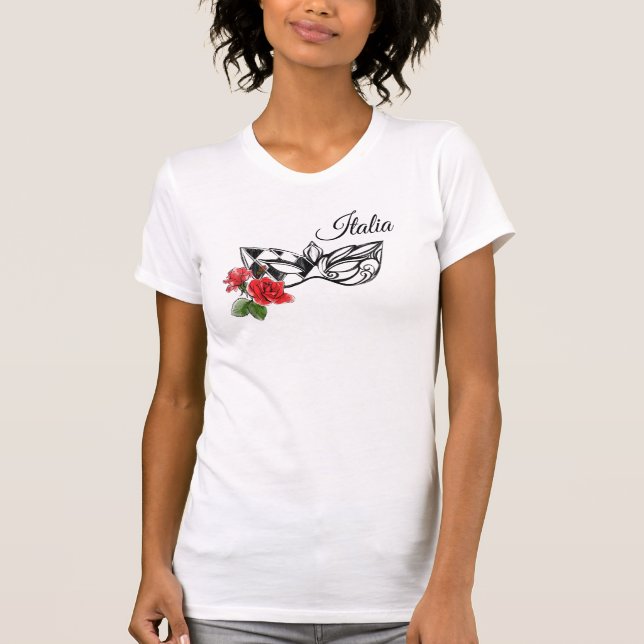 Camiseta *~* Máscara veneciana de Venecia y Rosa Italia (Anverso)