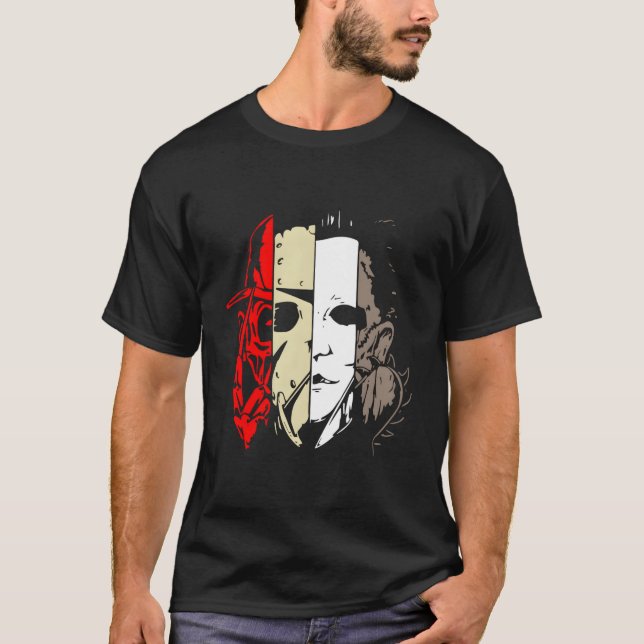 Camiseta Máscaras De Películas De Horror Halloween (Anverso)
