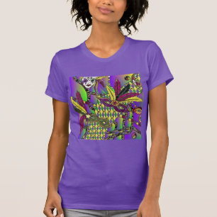 Camiseta Máscaras de plumas de Mardi Gras psicodélicas