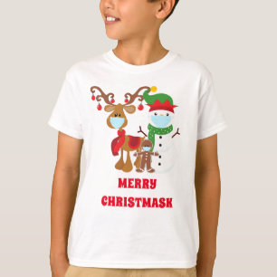 Camiseta Mascarilla de Navidad de Snowman reno 2020