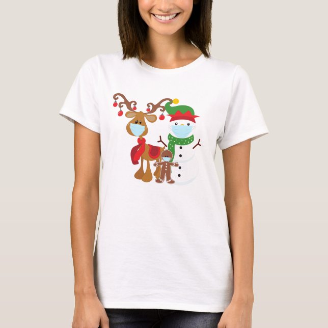 Camiseta Mascarillas de Snowman reno 2021 divertidas (Anverso)