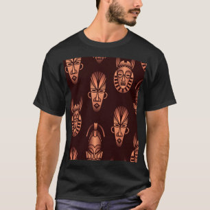 Camiseta Mascarillas étnicas africanas, fondo oscuro