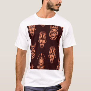 Camiseta Mascarillas étnicas africanas, fondo oscuro