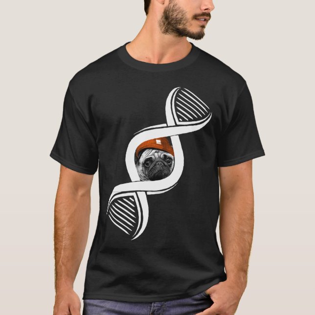 Camiseta Mascota amante de la pulga de ADN Pug perro regalo (Anverso)