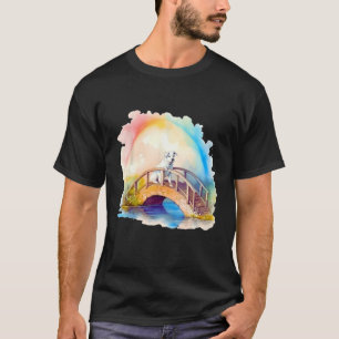 Camiseta Mascota arcoiris Puente Perro blanco Nube Pastel m