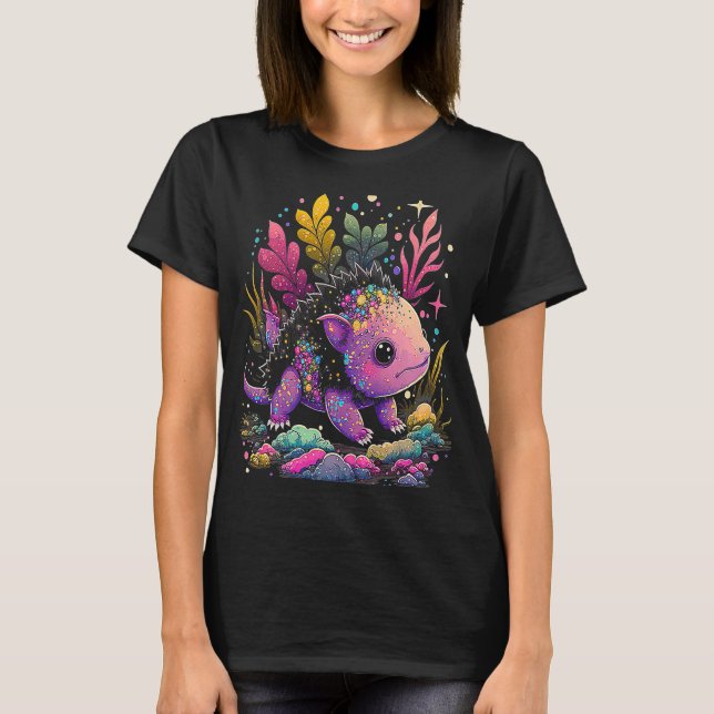 Camiseta Mascota Axolotal Esotérico Cristales Ilustracion C (Anverso)