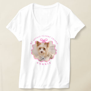 Camiseta Mascota Bow Ribbon Foto Rosa