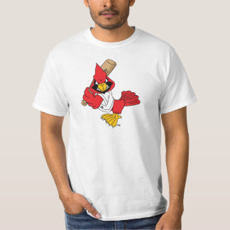 Camiseta Mascota cardinal que juega a béisbol