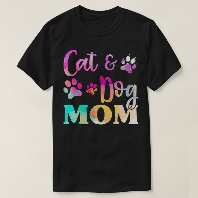 Camiseta Mascota Cat Dog Mom Shirt Para Mujeres, Día de la  (Diseño del anverso)