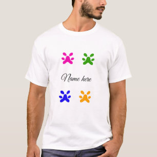 Camiseta Mascota colorido de garra de perro añada el nombre