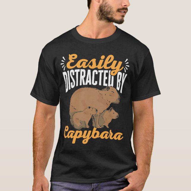 Camiseta Mascota de animales de Chigüiro fácilmente distraí (Anverso)
