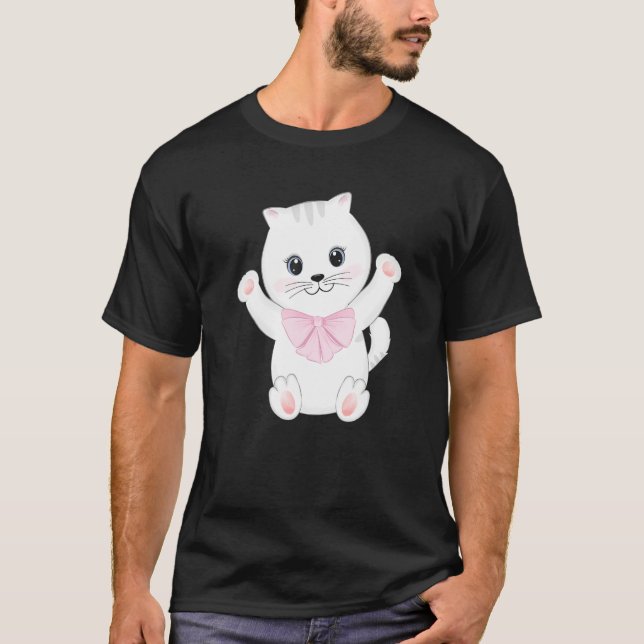 Camiseta Mascota de animales de gatos blancos y felinos fel (Anverso)