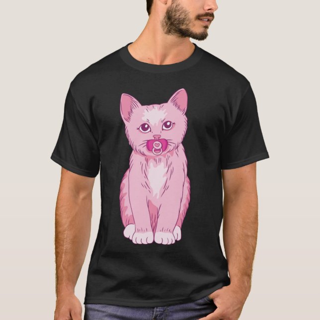 Camiseta Mascota De Animales Pequeños De Gatito Rosa Con Pa (Anverso)