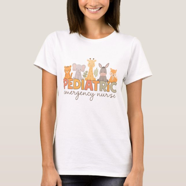 Camiseta Mascota de Animales Safari para Enfermeras Pediátr (Anverso)