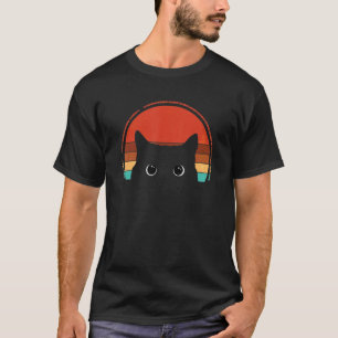 Camiseta Mascota de animales salvajes Black Cat Peeking Sun