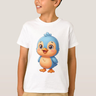 Camiseta Mascota de Bebé Pájaro de Dibujos Animados Azul y