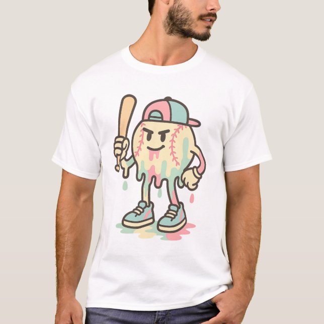 Camiseta Mascota de béisbol derretida por Guay con bat grac (Anverso)
