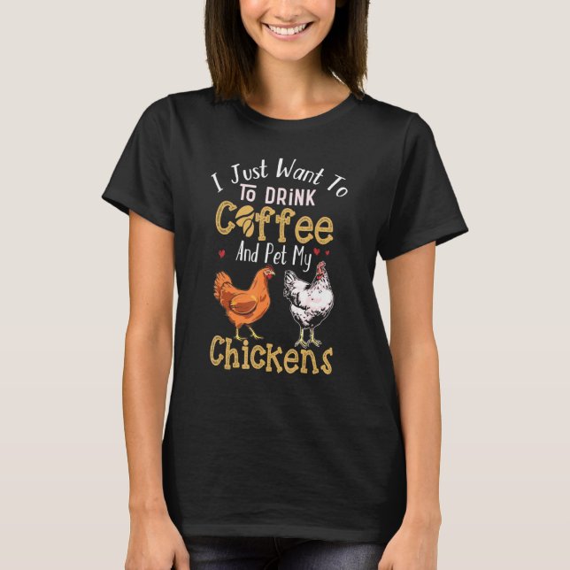 Camiseta Mascota de café de pollo y de posavasos (Anverso)