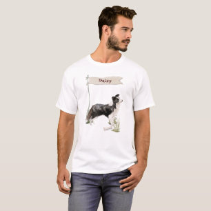 Camiseta Mascota de color de borde de nombre personalizado