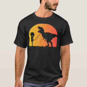 Camiseta Mascota de dinosaurio TRe en una correa llevada po