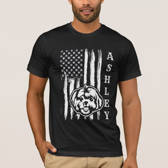Camiseta MASCOTA de EE.UU. Patriot Maltese Dog US (Anverso)