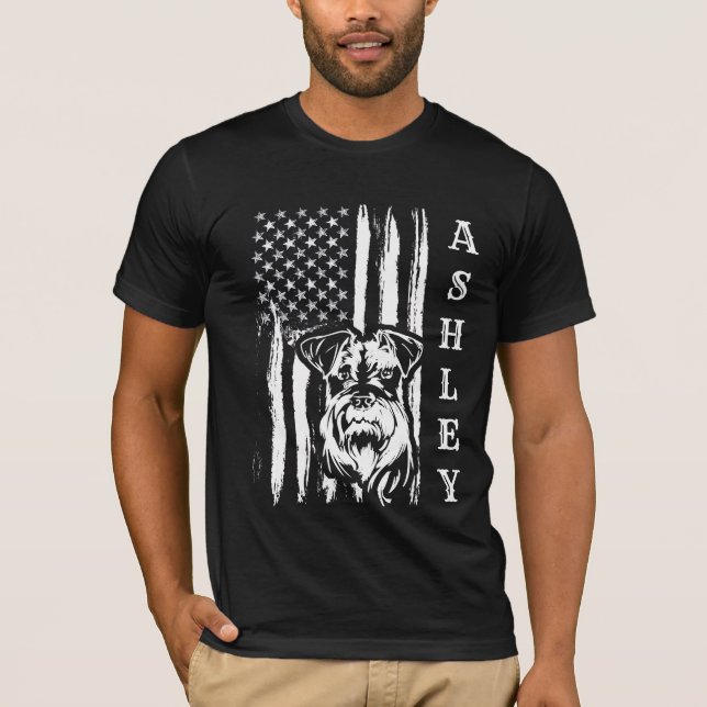 Camiseta MASCOTA de EE.UU. Patriot Ministra Schnauzer Dog (Anverso)