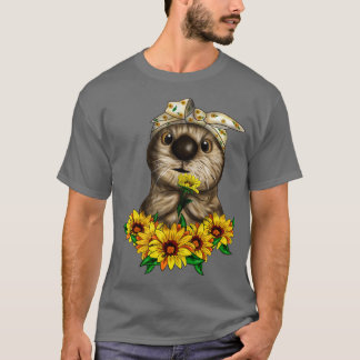 Camiseta Mascota de flores de girasol de Otter Lover