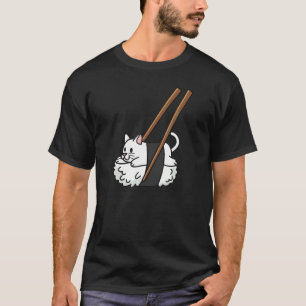 Camiseta Mascota de gato blanco Sushi Nigiri