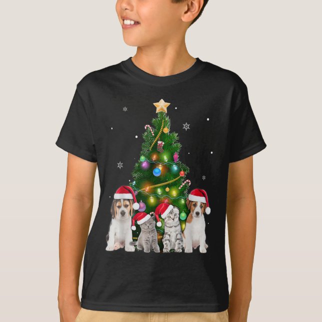 Camiseta Mascota De Gato Y Perro De Árbol De Navidad Gato A (Anverso)
