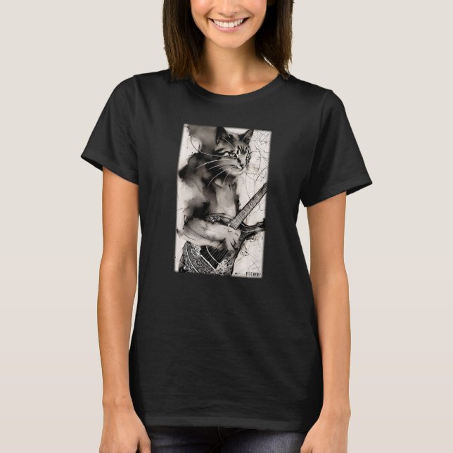 Camiseta Mascota de guitarra gato amigo gato amor Natura (Anverso)