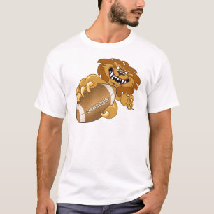 Camiseta Mascota de la escuela del león que juega a fútbo