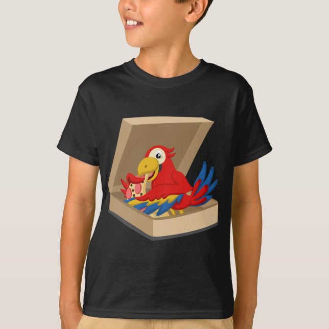 Camiseta Mascota de loros comiendo pizza (Anverso)