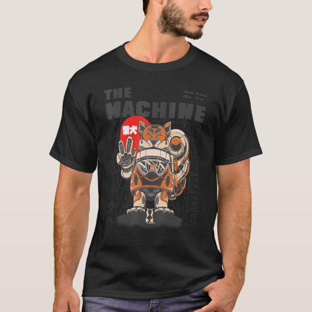Camiseta Mascota De Máquina Robot Gato Gigante Con Kitty Cu (Anverso)