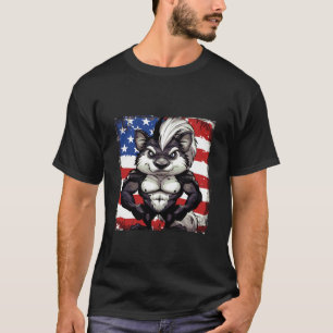 Camiseta Mascota de Mofeta Americana Bandera de EE. UU.