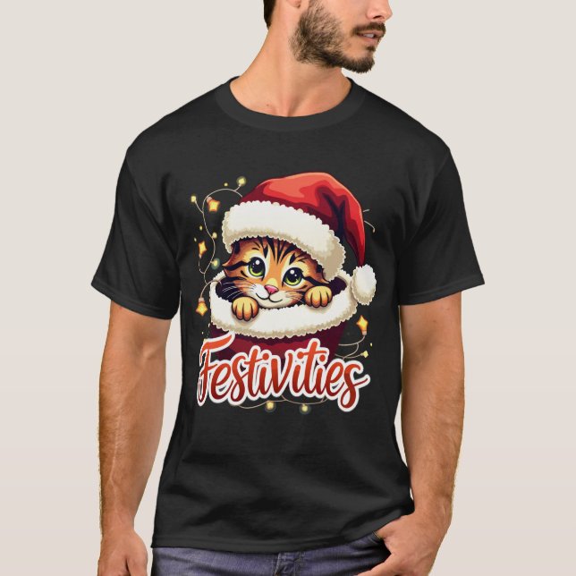 Camiseta Mascota de Navidades cortos - Renos y Santa Hat (Anverso)