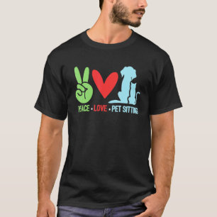 Camiseta Mascota de Paz Amor Sentado Mascota Sitter Perro S