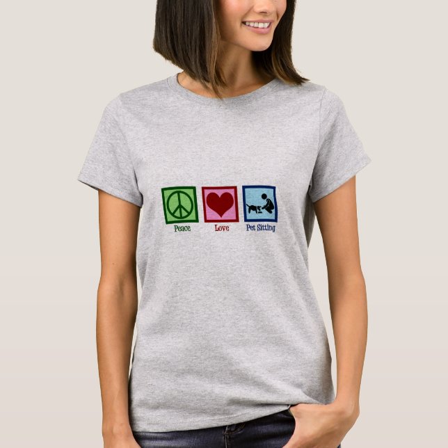 Camiseta Mascota de Paz Amor Sitting Dog Walking Service (Anverso)