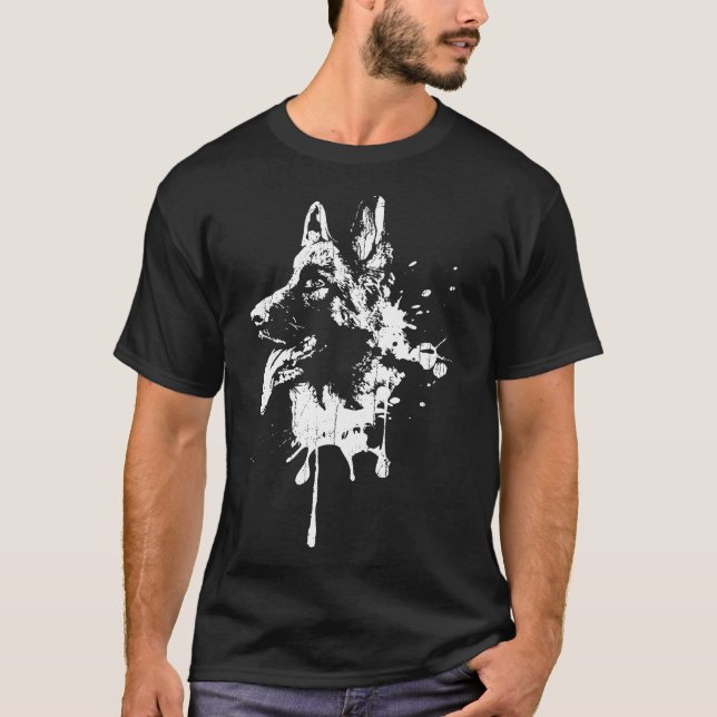 Camiseta Mascota de perro de pastor alemán Splash Cute prop (Anverso)