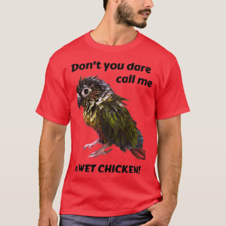Camiseta Mascota de pollo mojado verde conuro de mejilla az