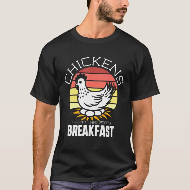 Camiseta Mascota de pollo Poops Desayuno (Anverso)
