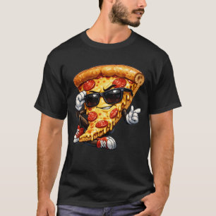 Camiseta Mascota de Rebanada de Pizza Fría con Arte de Gafa