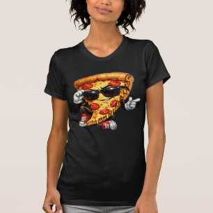Camiseta Mascota de Rebanada de Pizza Fría con Arte de Gafa