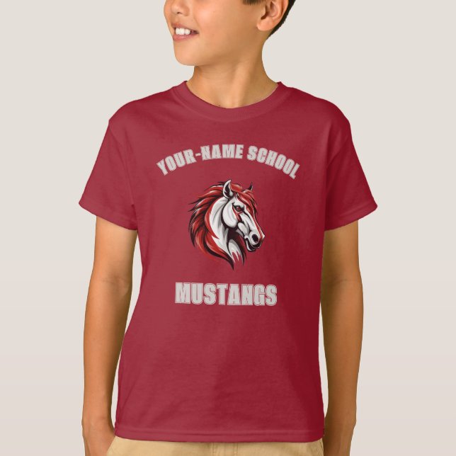 Camiseta Mascota de Stallion personalizado Horse Mustang |  (Anverso)