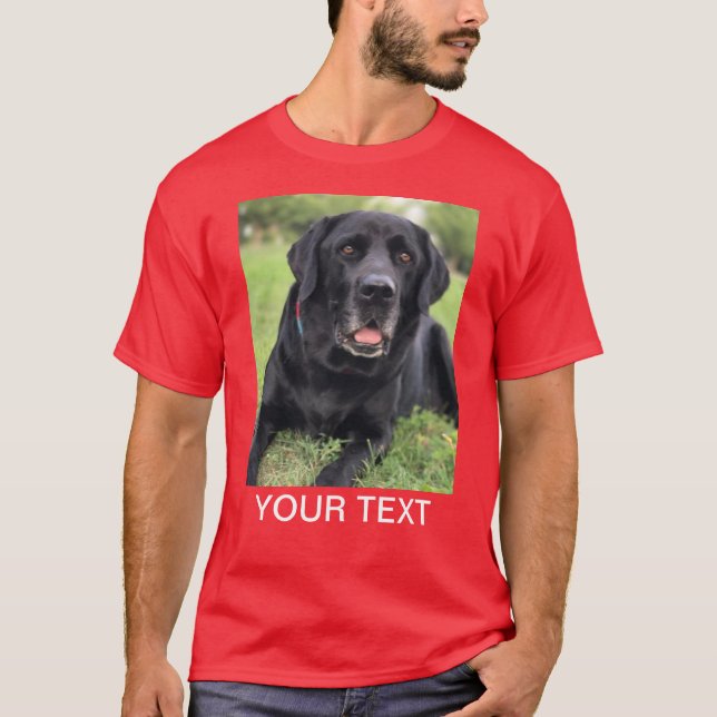 Camiseta Mascota de texto fotográfico personalizado rojo (Anverso)