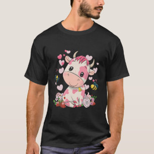 Camiseta Mascota de vaca rosa de vaca dulce de fresa