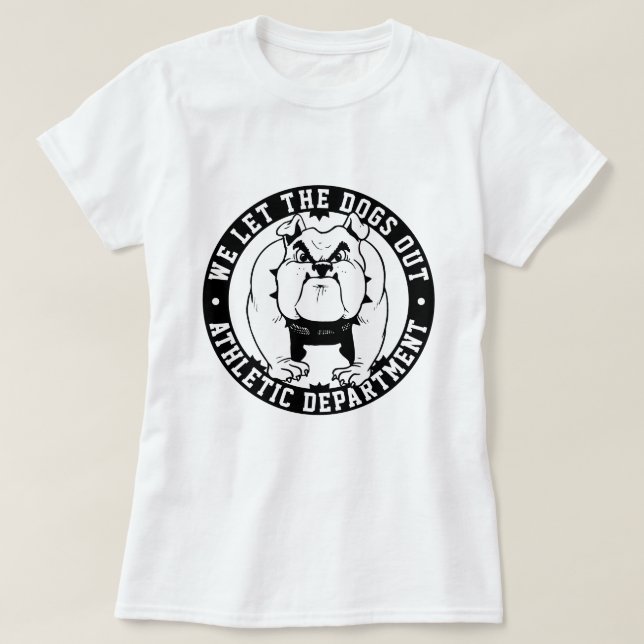 Camiseta Mascota del bulldog Dejamos Que Los Perros Salgan  (Diseño del anverso)