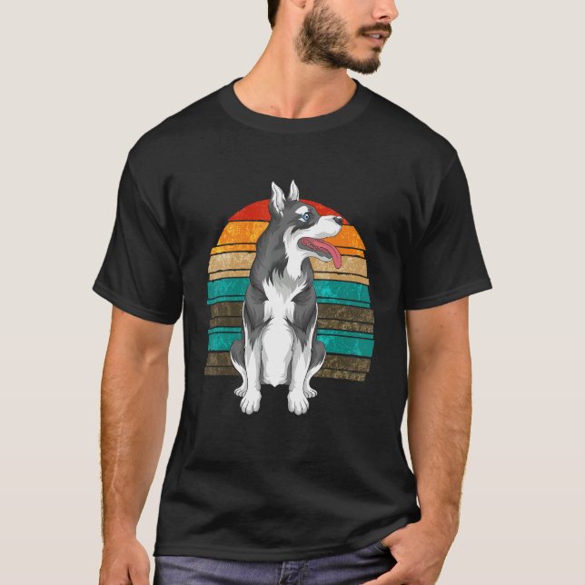 Camiseta Mascota del Husky Siberiano Animal Dog Retro Husky (Anverso)