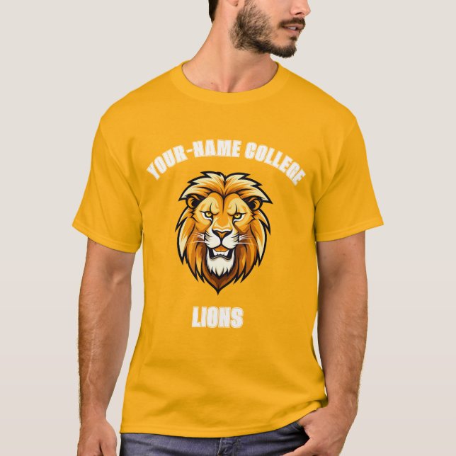 Camiseta Mascota del león personalizado | Oro Amarillo - Es (Anverso)
