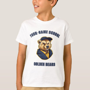 Camiseta Mascota del oso personalizado   Azul y Oro - Escue