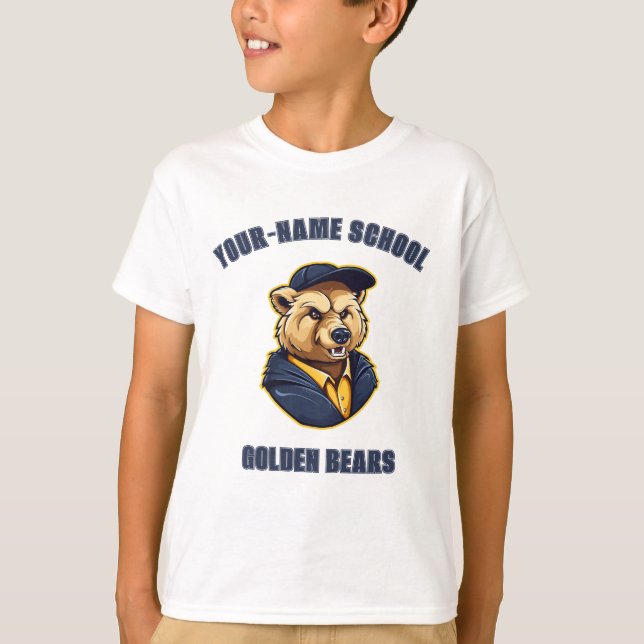 Camiseta Mascota del oso personalizado | Azul y Oro - Escue (Anverso)